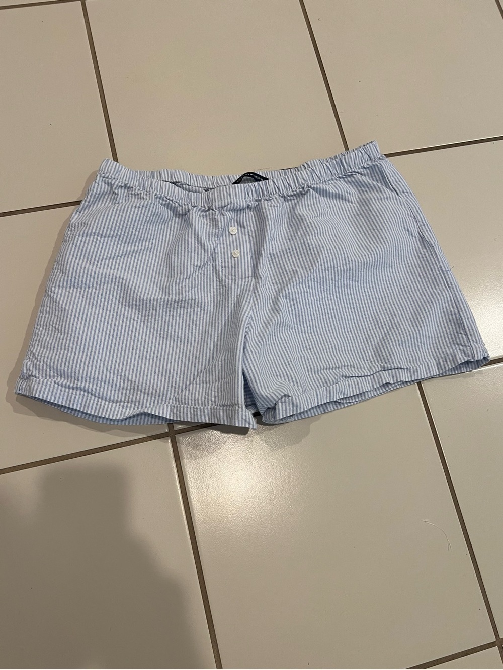 Brandy Melville Light Blue and White Striped Shorts